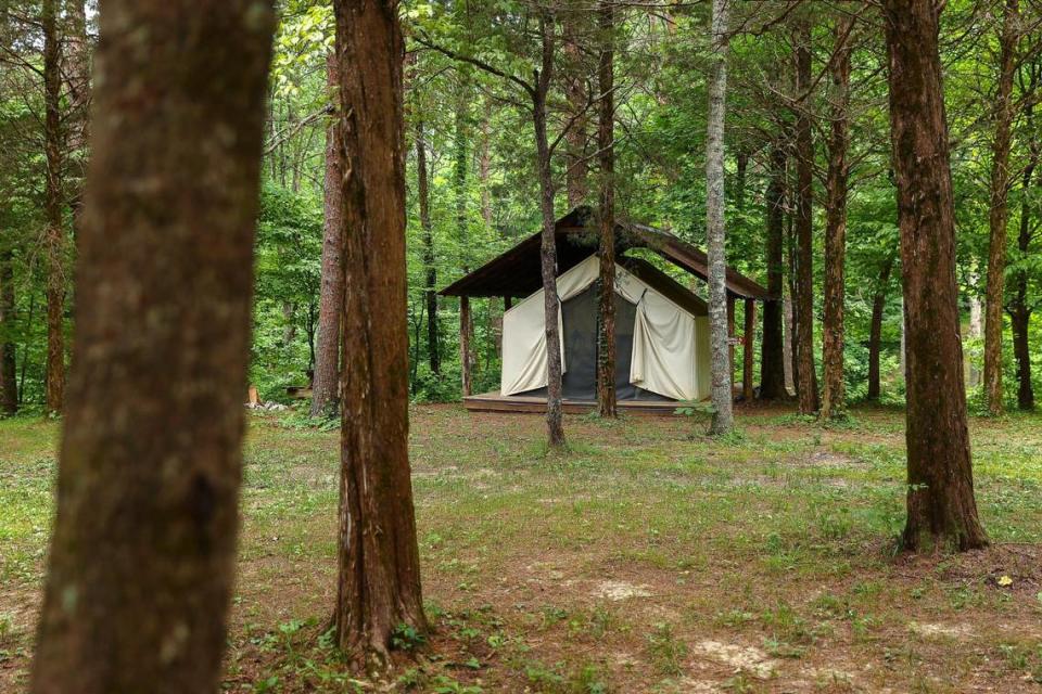 Hidden Ridge Camping at Lake Cumberland offers tent camping, glamping, a lodge and a stage for concert campouts for live music like the inaugural Sleeping In The Woods Songwriter Festival (May 19-20).