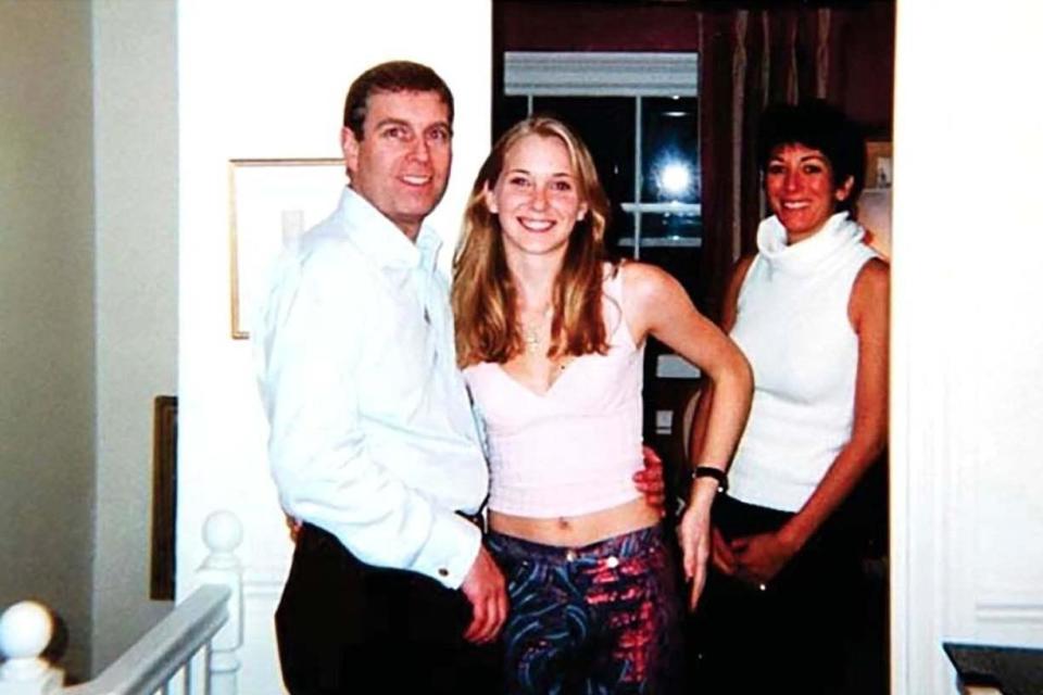 Maxwell, Prince Andrew and Virginia Roberts at Maxwell’s London townhouse in 2001; ()