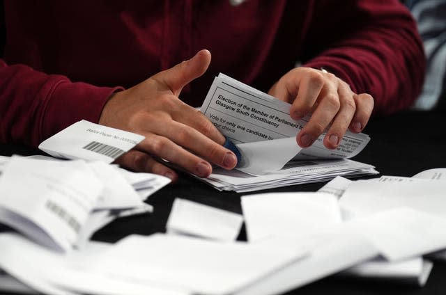 Ballot papers are counted at Emirates Arena in Glasgow