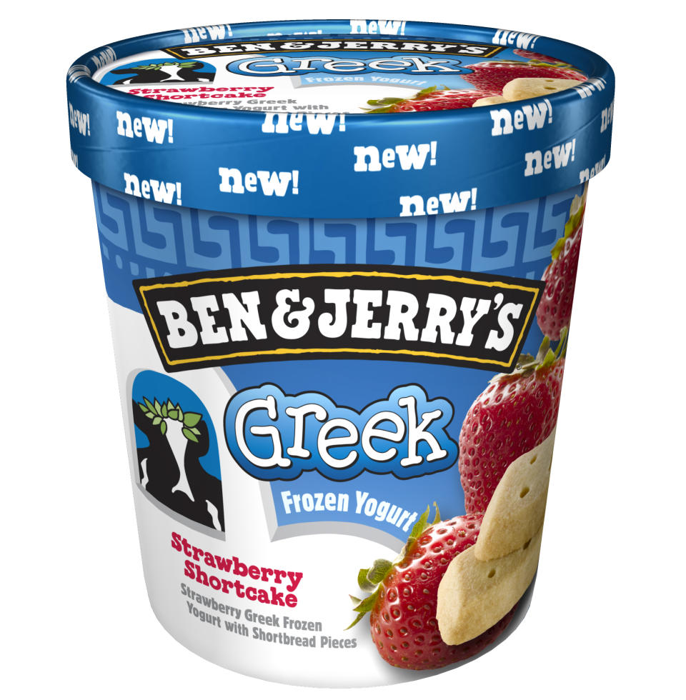 A pint of frozen Greek yogurt is seen in this photo released by Ben & Jerry's Homemade Inc. The Vermont-based company on Thursday introduced a line of frozen Greek yogurt in four flavors. The new lineup comes at a time when the popularity of Greek yogurt is skyrocketing. A report by Citigroup Global Markets recently estimated that Greek yogurt now accounts for about a quarter of the total $4.1 billion in annual yogurt sales. (AP Photo/Ben & Jerry's)