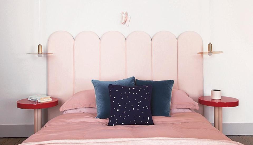 The headboard is Luca by 2LG for Love Your Home