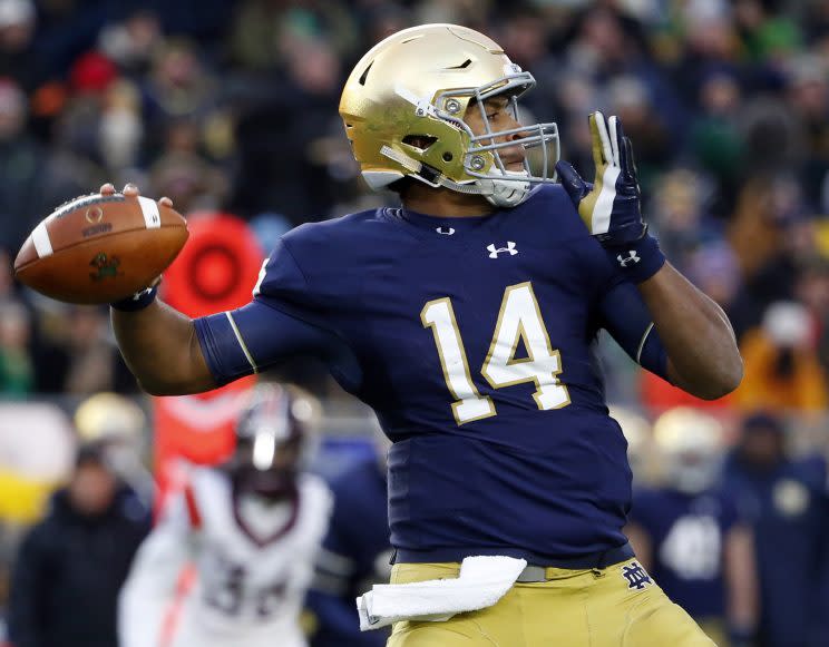 DeShone Kizer is vying to be the first quarterback taken in the draft. (AP)