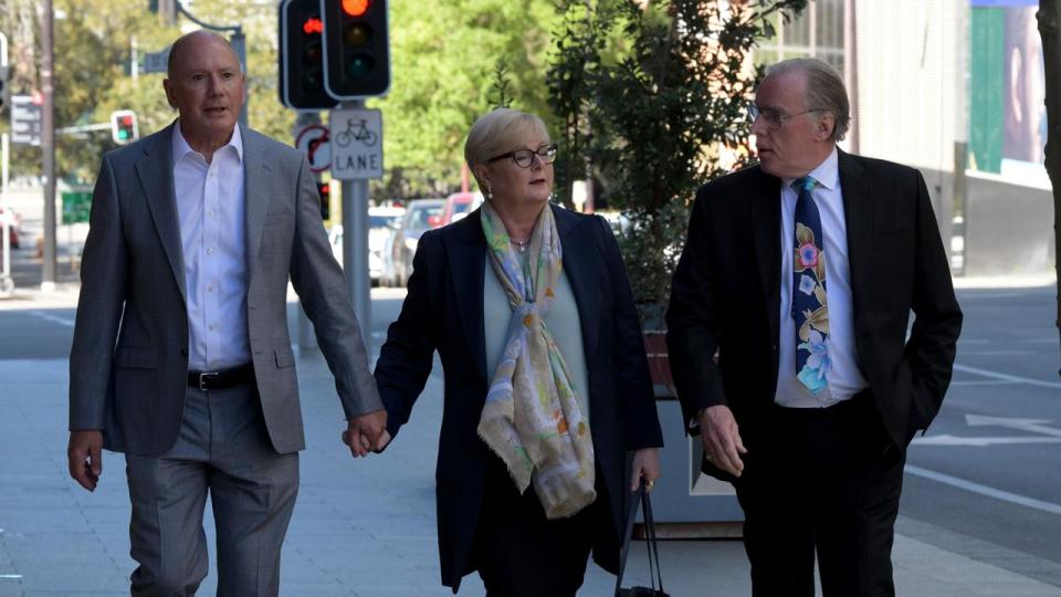 Senator Linda Reynolds (centre) has launched legal proceedings against Brittany Higgins and her partner David Sharaz. Picture: NCA NewsWire/Sharon Smith.