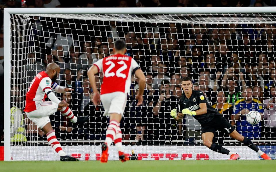 Arsenal's Alexandre Lacazette scores their first goal from the penalty spot  - Action Images via Reuters/John Sibley