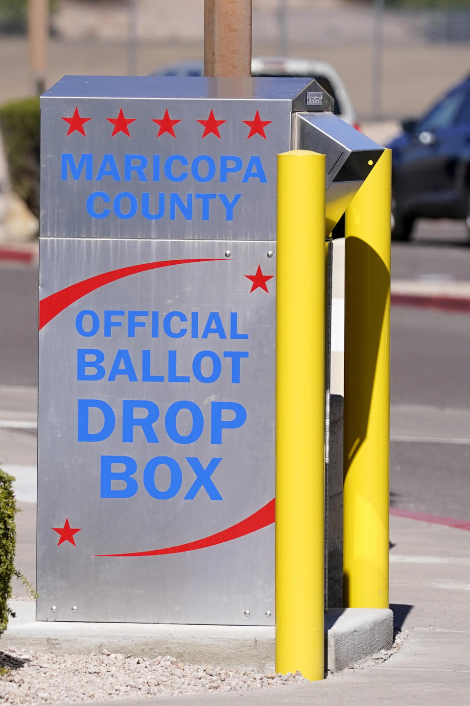 A Maricopa County election voting drop box shown here in Mesa, Ariz., Friday, Oct. 28, 2022. (AP Photo/Ross D. Franklin)