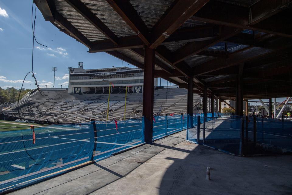 Stage one of construction at Firstbank Stadium at Vanderbilt University in Nashville, Tenn., Wednesday, Oct. 18, 2023.