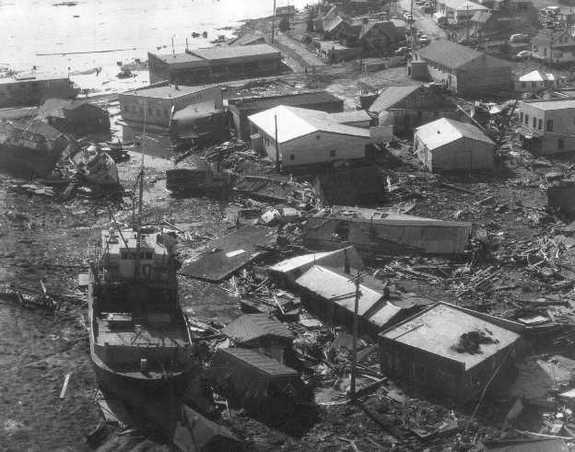 Tsunami damage in Kodiak, Alaska