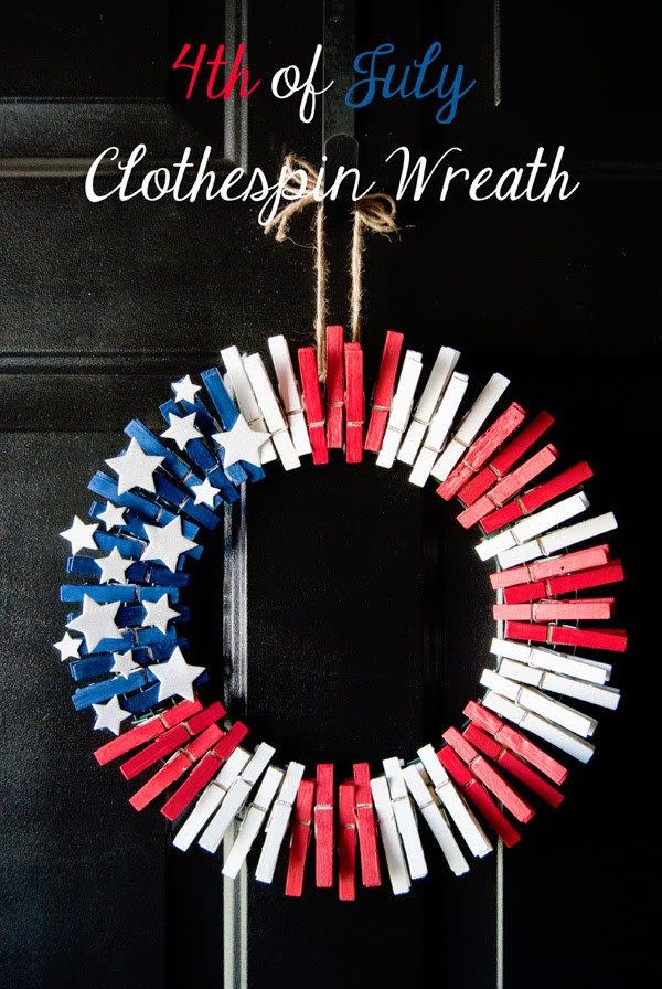 4th of July Clothespin Wreath