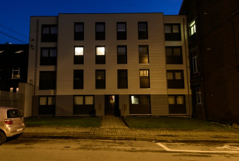 A picture shows the apartment building where Belgian police conducted an anti-terror raid in Verviers on November 26, 2015