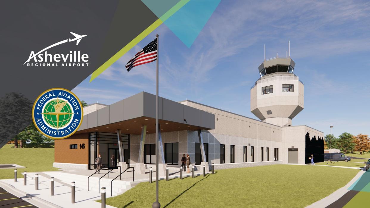 Renderings of the new $55 million air traffic control tower that broke ground on Jan. 25.