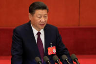 Chinese President Xi Jinping speaks during the opening of the 19th National Congress of the Communist Party of China at the Great Hall of the People in Beijing, China October 18, 2017. REUTERS/Aly Song