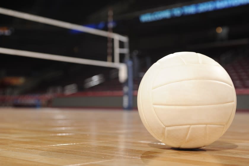 Volleyball on Wood Floor