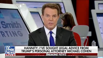 Shep Smith had to report that his own colleague, Sean Hannity, was a Michael Cohen client. (Photo: Fox News)