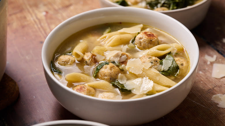 bowl of chicken meatball soup