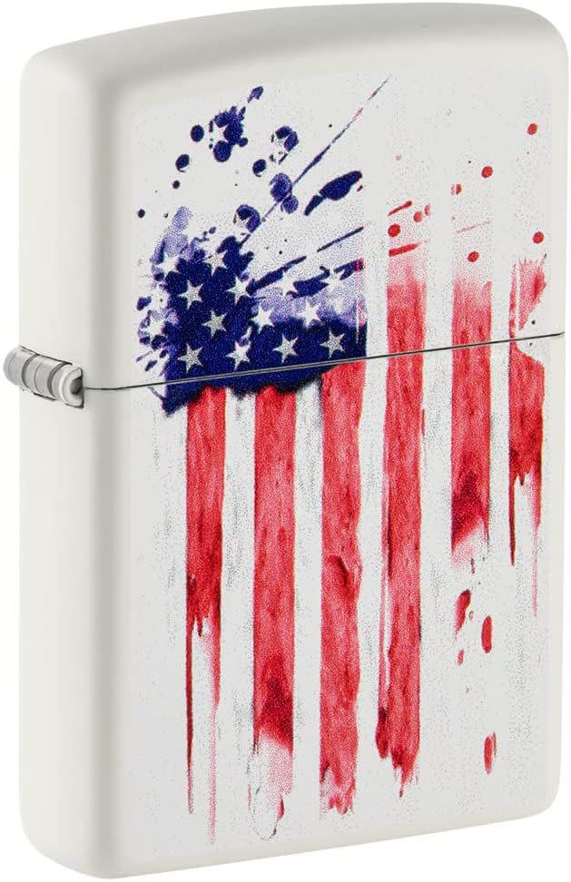 White Zippo Lighter with abstract American flag