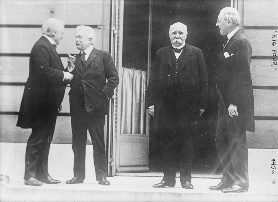 Los cuatro líderes aliados de la IGM, de izq. a der: el británico David Lloyd George, el iatliano Vittorio Emanuele Orlando, el francés Georges Clemenceau y Woodrow Wilson. REUTERS/U.S. Library of Congress/Handout via Reuters/