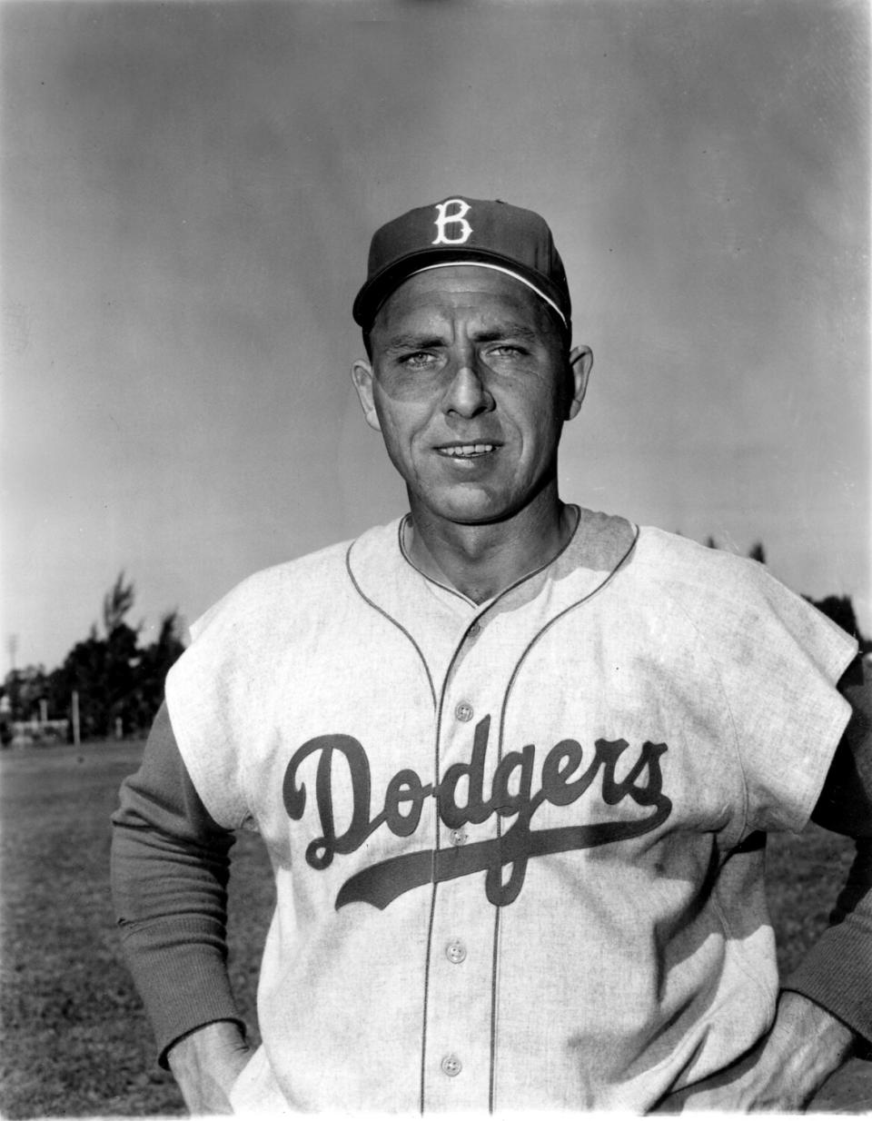 Brooklyn Dodgers first baseman Gil Hodges at spring training in Vero Beach, Fla., in March 1956.