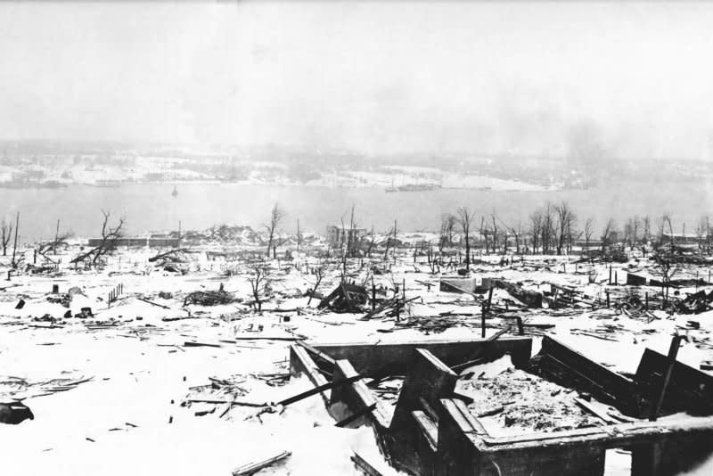 On December 6, 1917, more than 1,900 people died in an explosion when a Belgian relief ship and a French munitions vessel collided in the harbor at Halifax, Nova Scotia. Photo courtesy the government of Canada