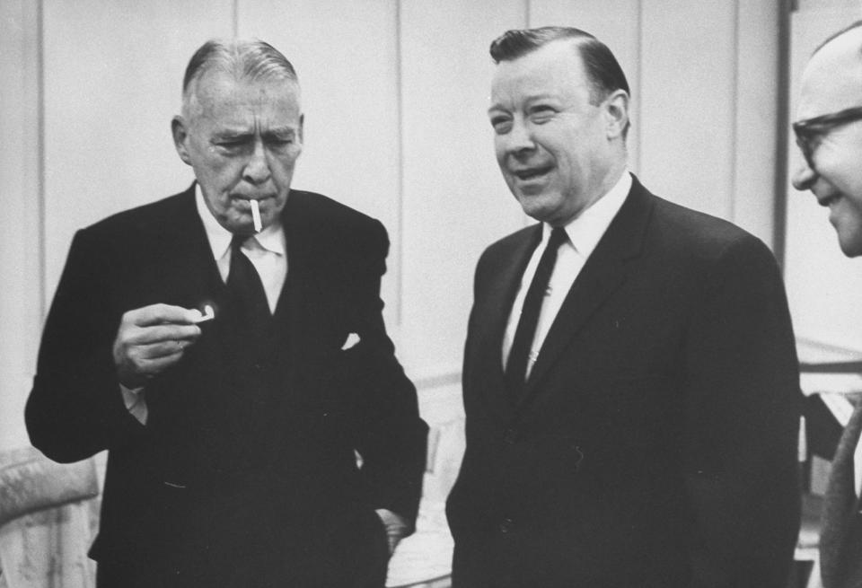 U.S. Diplomat Adolf A. Berle Jr. (C) at Convocative of Center with Walter P. Reuther (2R).  (Photo by Truman Moore/The LIFE Images Collection via Getty Images/Getty Images)