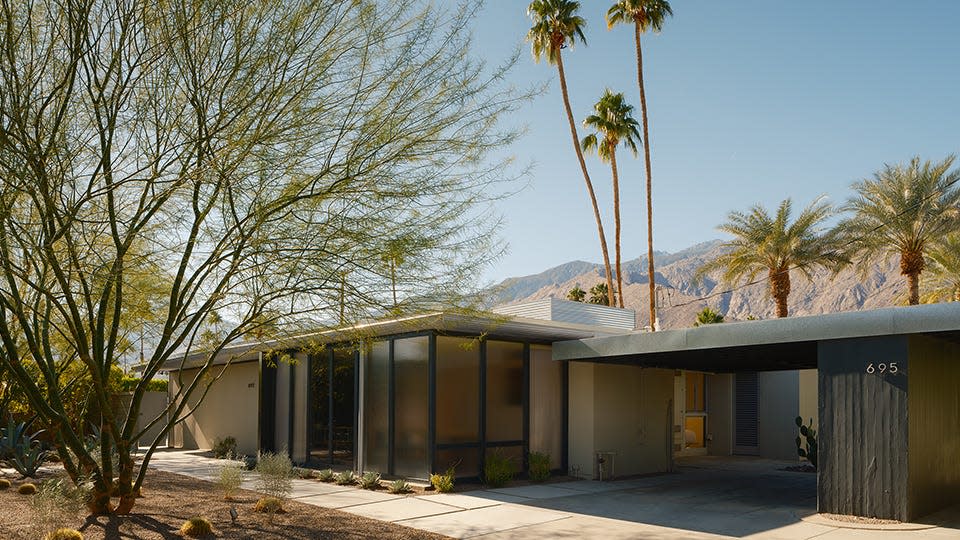 The exterior of the Robson Chambers residence in Palm Springs.