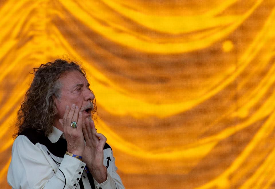 Robert Plant performs with Allison Krauss at Bonnaroo in Manchester, Tenn., Friday, June 17, 2022. 