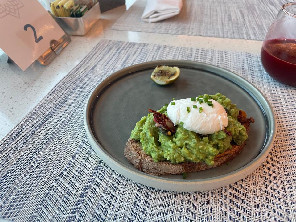 Avocado toast in the Oceania Vista