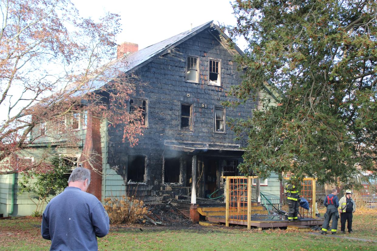 A fire consumed the south-facing wall of a two-story home on Bryant Street Friday afternoon.