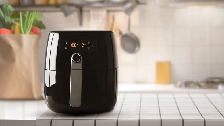 air fryer on white countertop