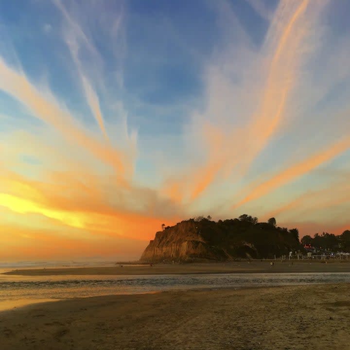 View of sunset over Del Mar beach