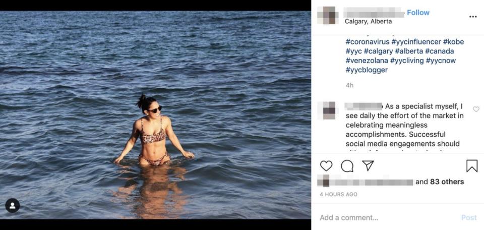 Eine Frau, die sich für mentale Gesundheit einsetzt, teilte ein Bikinifoto von sich mit dem Hashtag. Sie benutzte dazu ebenfalls #kobe. Quelle: Instagram