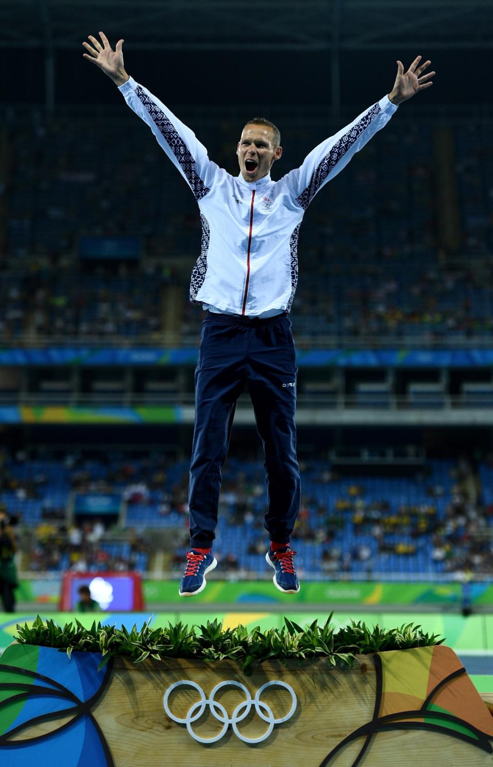 <p>Gold medalist, Matej Toth of Slovakia, poses on the podium during the medal ceremony for the Mens 50km Race Walk on Day 14 of the Rio 2016 Olympic Games at the Olympic Stadium on August 19, 2016 in Rio de Janeiro, Brazil. (Photo by David Ramos/Getty Images) </p>