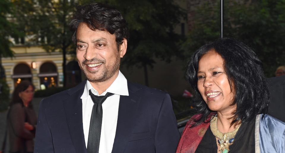 MUNICH, BAYERN - JUNE 30: Irrfan Khan and wife Sutapa Sikdar attend the 'Qissa' Premiere as part of Filmfest Muenchen 2014 on June 30, 2014 in Munich, Germany. (Photo by Hannes Magerstaedt/Getty Images for Filmfest Muenchen)