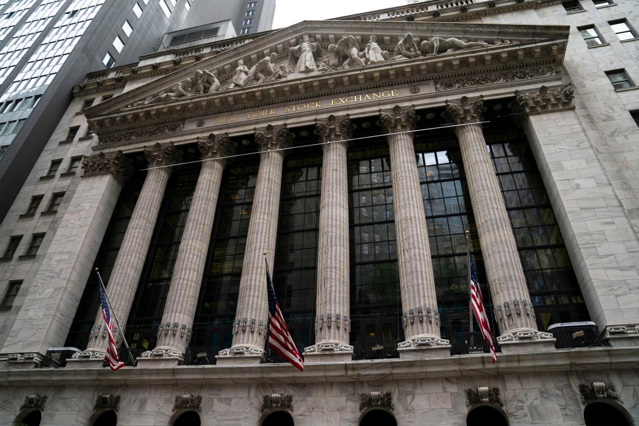 Exterior of the New York Stock Exchange in lower Manhattan, New York.