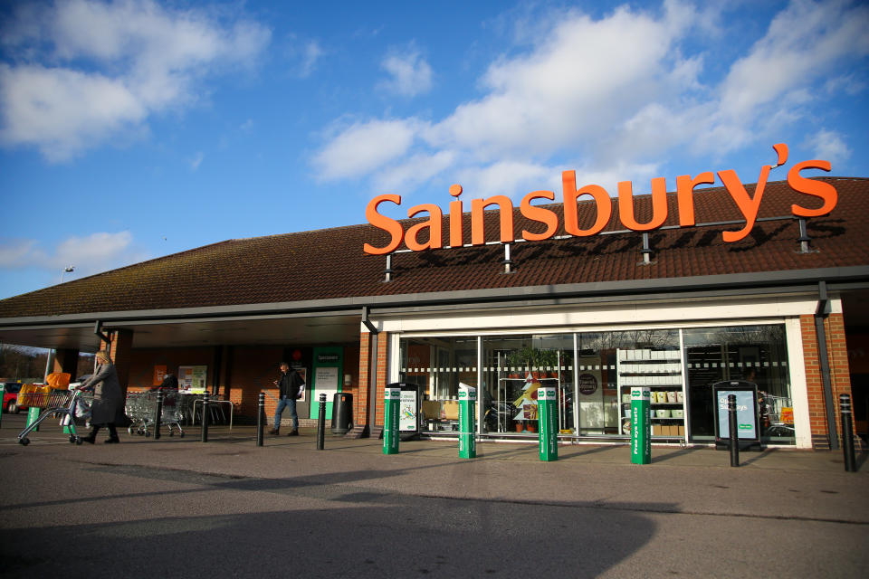 LONDON, UNITED KINGDOM - 2020/01/06: A view of a logo of Sainsbury's outside its branch in north London.  On Wednesday 8 Jan 2020, J Sainsbury will publish its trading statement up to the end of the third quarter. (Photo by Dinendra Haria/SOPA Images/LightRocket via Getty Images)