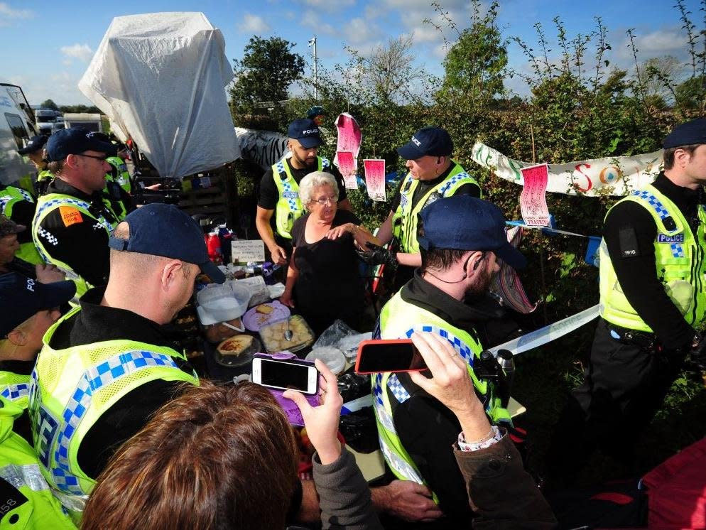 Jackie Brookes had been making cakes at the protest site (SWNS)