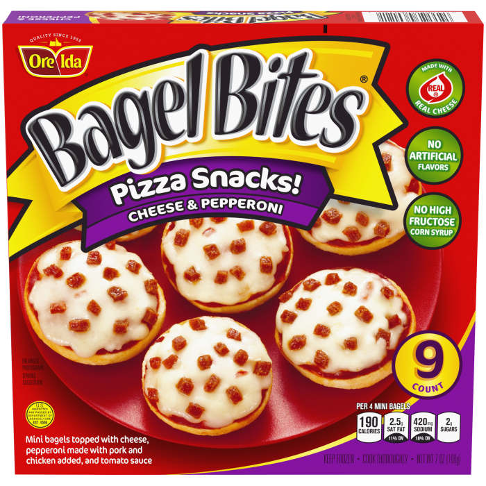 Bagel Bites are pint-sized pizza snacks that come in multiple varieties. (bagelbites.com)