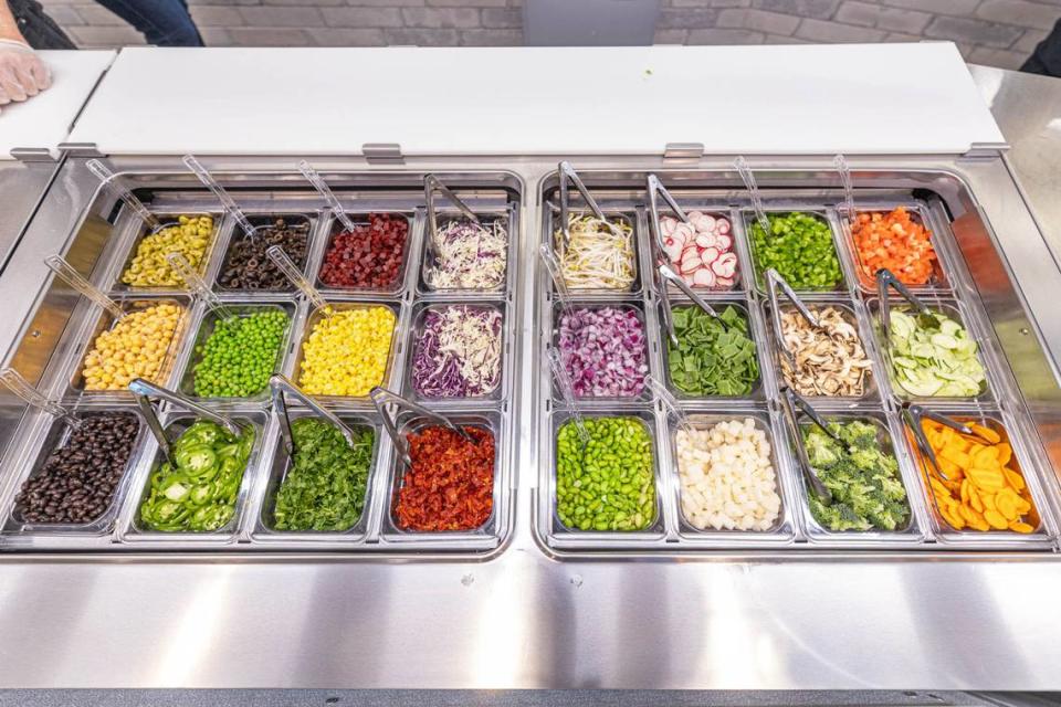 Vegetables and bean options at Salata in uptown Charlotte.