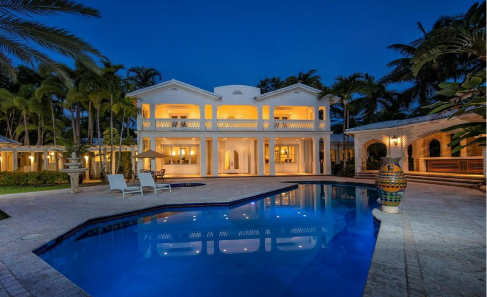 Diddy’s house at 1 Star Island Drive was previously owned by Emilio and Gloria Estefan. The property features Floridian-style villa, pool and outdoor kitchen.