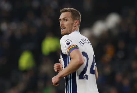 Football Soccer Britain - Hull City v West Bromwich Albion - Premier League - The Kingston Communications Stadium - 26/11/16 West Bromwich Albion's Darren Fletcher wearing a rainbow captain's armband in support of Stonewall's Rainbow Laces campaign Action Images via Reuters / Craig Brough Livepic