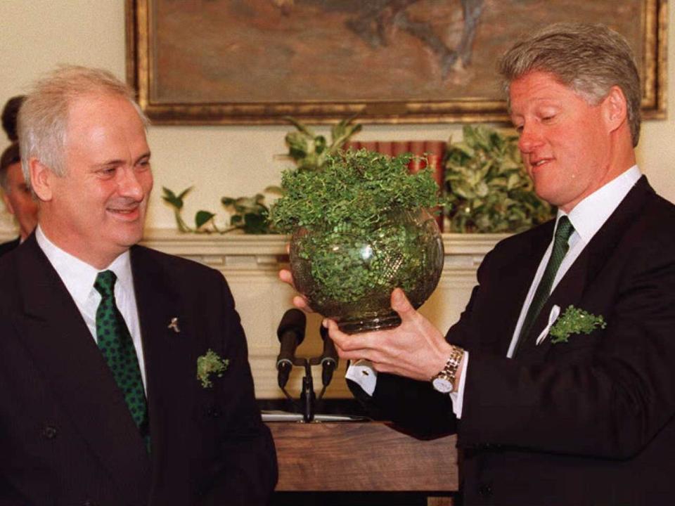 President Bill Clinton celebrates St. Patrick's Day in 1996.