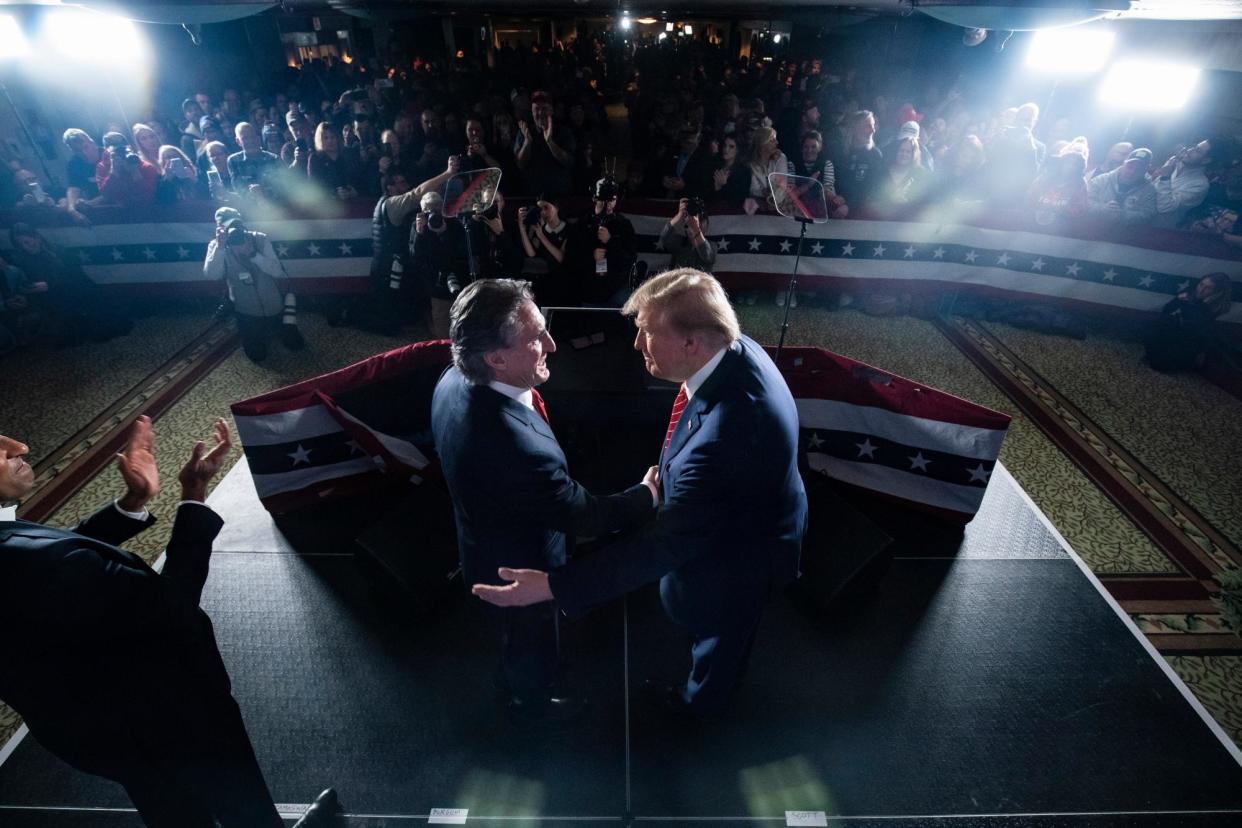 <span>Donald Trump at a campaign rally in Laconia, New Hampshire, on 22 January 2024.</span><span>Photograph: The Washington Post/Getty Images</span>