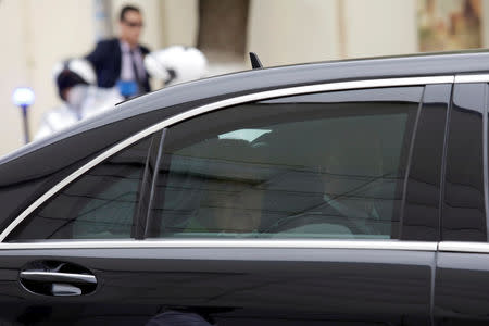 German Chancellor Angela Merkel is pictured inside a vehicle during her visit to Algiers, Algeria September 17, 2018.REUTERS/Ramzi Boudina