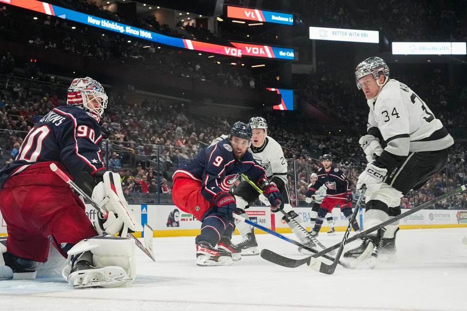 Blue Jackets goaltender Elvis Merzlikins is 7-8-6 in 23 appearances with a 3.25 GAA and .907 save percentage.