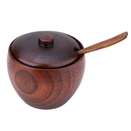 8) TOPINCN Solid Wood Sugar Bowl With Lid & Spoon