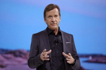 FILE PHOTO: Hakan Samuelsson, President and CEO of Volvo Car Corporation, speaks at the Los Angeles Auto Show in Los Angeles, California, U.S. November 29, 2017. REUTERS/Lucy Nicholson