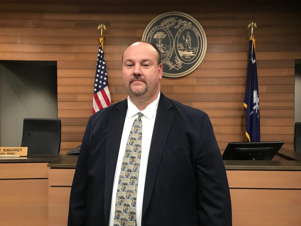 Travelers Rest police chief Benjamin Ford is seen at the Travelers Rest municipal building on Thursday. 
 Haley Walters/STAFF