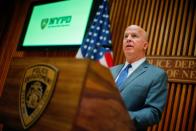 New York Police Department (NYPD) Commissioner James P. O'Neill speaks at a news conference at Police headquarter in New York