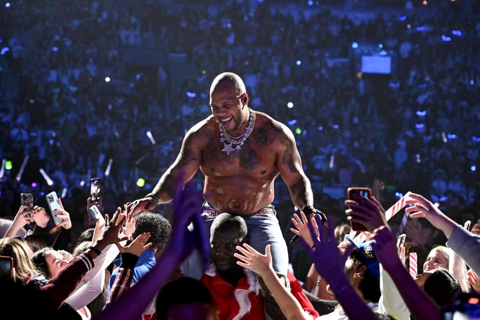 Flo Rida performs during iHeartRadio KISS108's Jingle Ball 2023 at TD Garden on Dec. 10, 2023 in Boston.