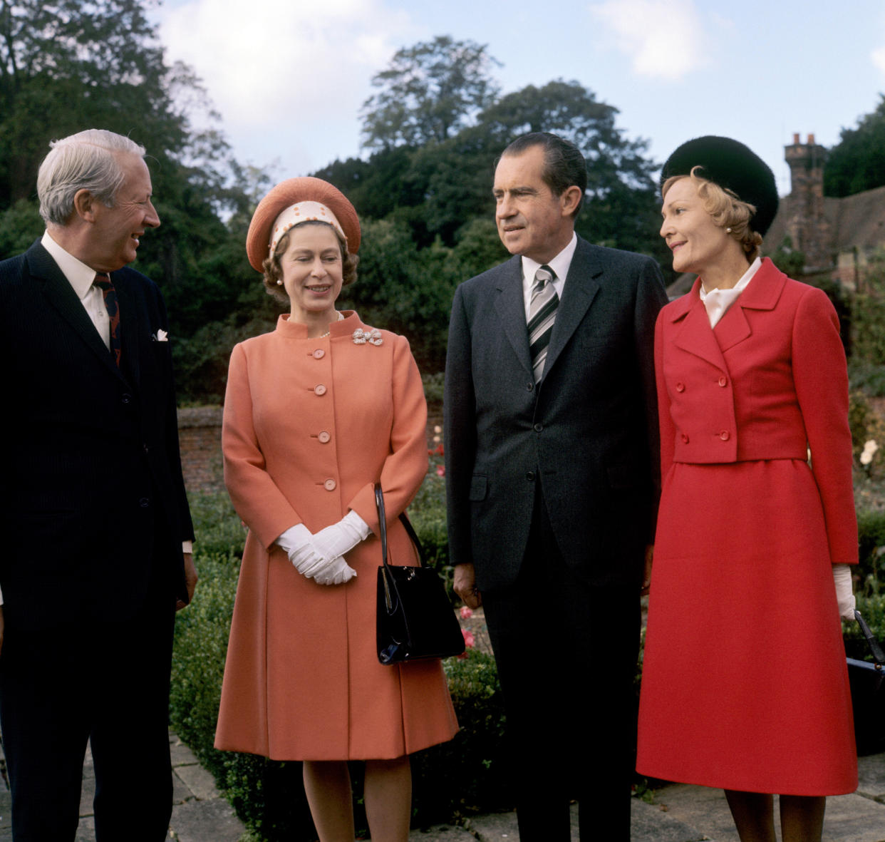 1970: The Queen with Mr Edward Heath and Mr and Mrs Richard Nixon at Chequers, the official country residence of the Prime Minister in Buckinghamshire. 