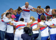 Tennis - Fed Cup Final - France v Czech Republic - Strasbourg, France - 13/11/16 - Czech Republic's Fed Cup team celebrate their victory against France. REUTERS/Vincent Kessler